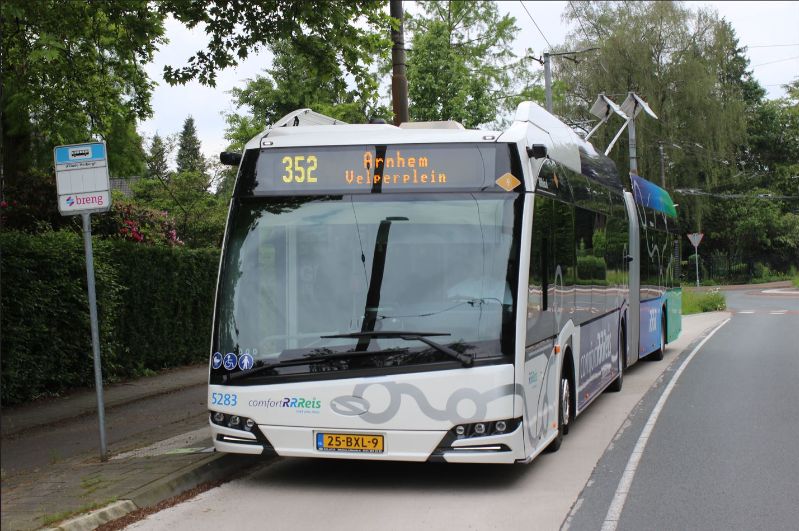 Andrahten an der Haltestelle d'Oude Herbergh in Oosterbeek nach rund 23 km Fahrt im Batteriemodus. Foto: J.Lehmann, 22.5.24